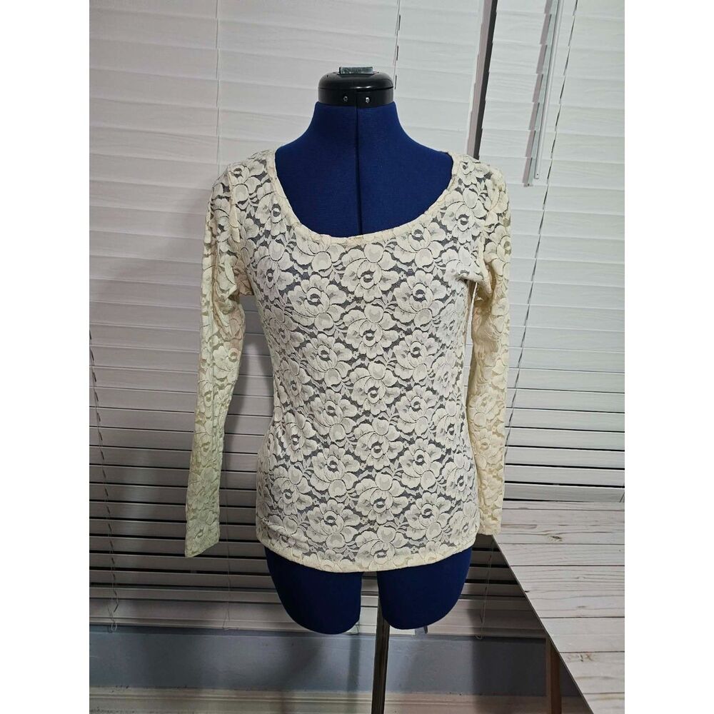 Vintage Floral Lace Top Women’s Small S Made USA Long Sleeve 90s Style